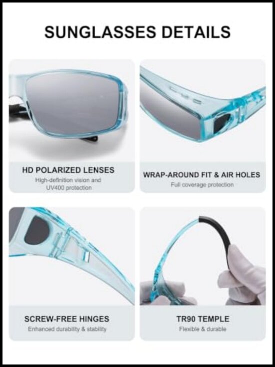 Fit Over Glasses Polarized Sunglasses UV400 Protection Wrap-Around Driving